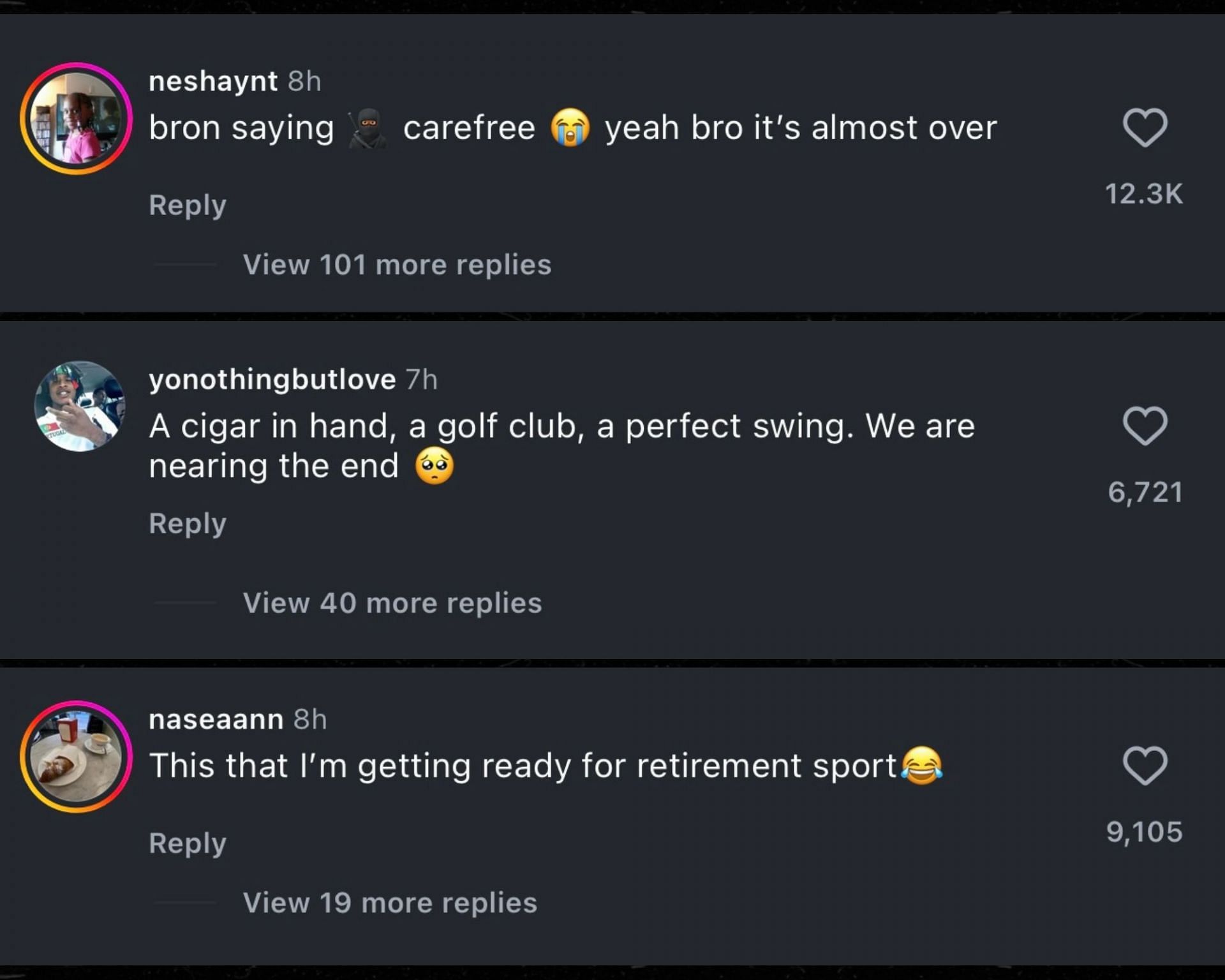 Fan reactions to LeBron James' Instagram post (IG/@kingjames)
